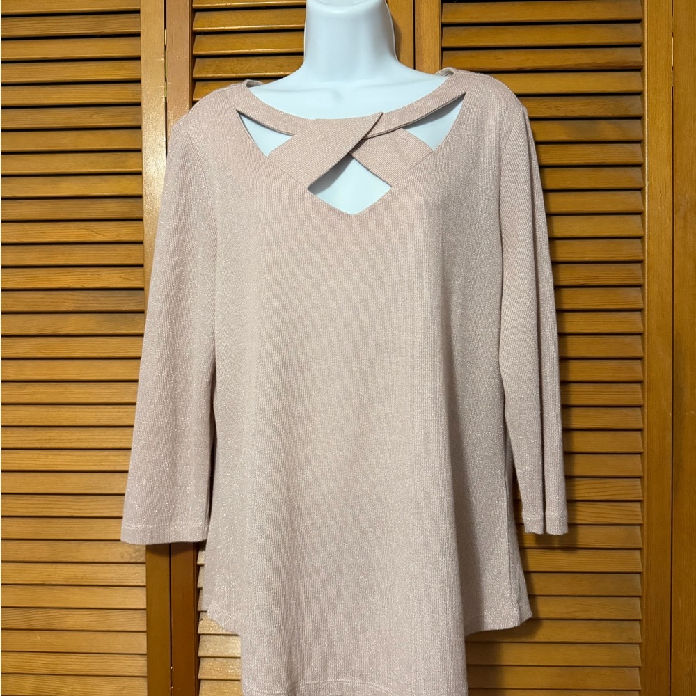 7th Ave. NY knit top stretchy & Pinky/Beige color size L